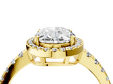 Yellow gold Oval Cut Diamond Halo Ring with Pavé Band and Four-Prong Setting_11