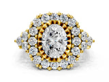 Yellow gold Oval Cut Diamond Halo Ring with Pavé Band and Four-Prong Setting_58