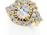 Yellow gold Oval Cut Diamond Halo Ring with Pavé Band and Four-Prong Setting_59