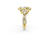 Yellow gold Oval Cut Diamond Halo Ring with Pavé Band and Four-Prong Setting_60