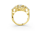 Yellow gold Oval Cut Diamond Halo Ring with Pavé Band and Four-Prong Setting_61