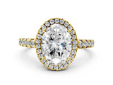 Yellow gold Oval Cut Diamond Halo Ring with Pavé Band and Four-Prong Setting_7