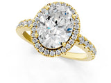 Yellow gold Oval Cut Diamond Halo Ring with Pavé Band and Four-Prong Setting_8