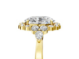 Yellow gold Oval Cut Diamond Halo Ring with Pear Side Stones and Prong Setting_63