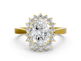 Yellow gold Oval Cut Diamond Halo Ring with Round Brilliant Halo and Solitaire Band_104