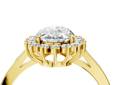 Yellow gold Oval Cut Diamond Halo Ring with Round Brilliant Halo and Solitaire Band_108