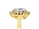 Yellow gold Oval Cut Diamond Halo Ring with Round Brilliant Halo and Solitaire Band_109