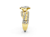 Yellow gold Oval Cut Diamond Halo Ring with Round Split Shank and Prong Setting_50