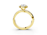 Yellow gold Oval Cut Diamond Halo Ring with Round Split Shank and Prong Setting_51