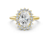 Yellow gold Oval Cut Diamond Halo Ring with Solitaire Band and Prong Setting_69