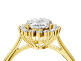 Yellow gold Oval Cut Diamond Halo Ring with Solitaire Band and Prong Setting_73