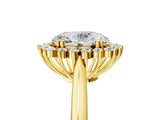 Yellow gold Oval Cut Diamond Halo Ring with Solitaire Band and Prong Setting_74