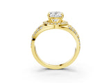 Yellow gold Oval Cut Diamond Halo Ring with Split Shank and Bezel Accents and Four-Prong Setting_16