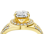 Yellow gold Oval Cut Diamond Halo Ring with Split Shank and Bezel Accents and Four-Prong Setting_17