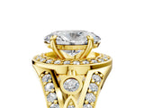 Yellow gold Oval Cut Diamond Halo Ring with Split Shank and Bezel Accents and Four-Prong Setting_18
