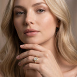 Yellow gold Oval Cut Diamond Halo Ring with Tapered Band and Four-Prong Setting_53