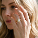 Yellow gold Oval Cut Diamond Halo Ring with Tapered Band and Four-Prong Setting_54