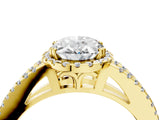 Yellow gold Oval Cut Diamond Halo Split Shank Engagement Ring_43
