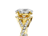 Yellow gold Oval Cut Diamond  Halo Twist Band Solitaire Prong Setting Ring_131