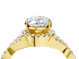 Yellow gold Oval Cut Diamond  Halo Twist Band Solitaire Prong Setting Ring_32