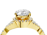 Yellow gold Oval Cut Diamond  Halo Twist Band Solitaire Prong Setting Ring_50