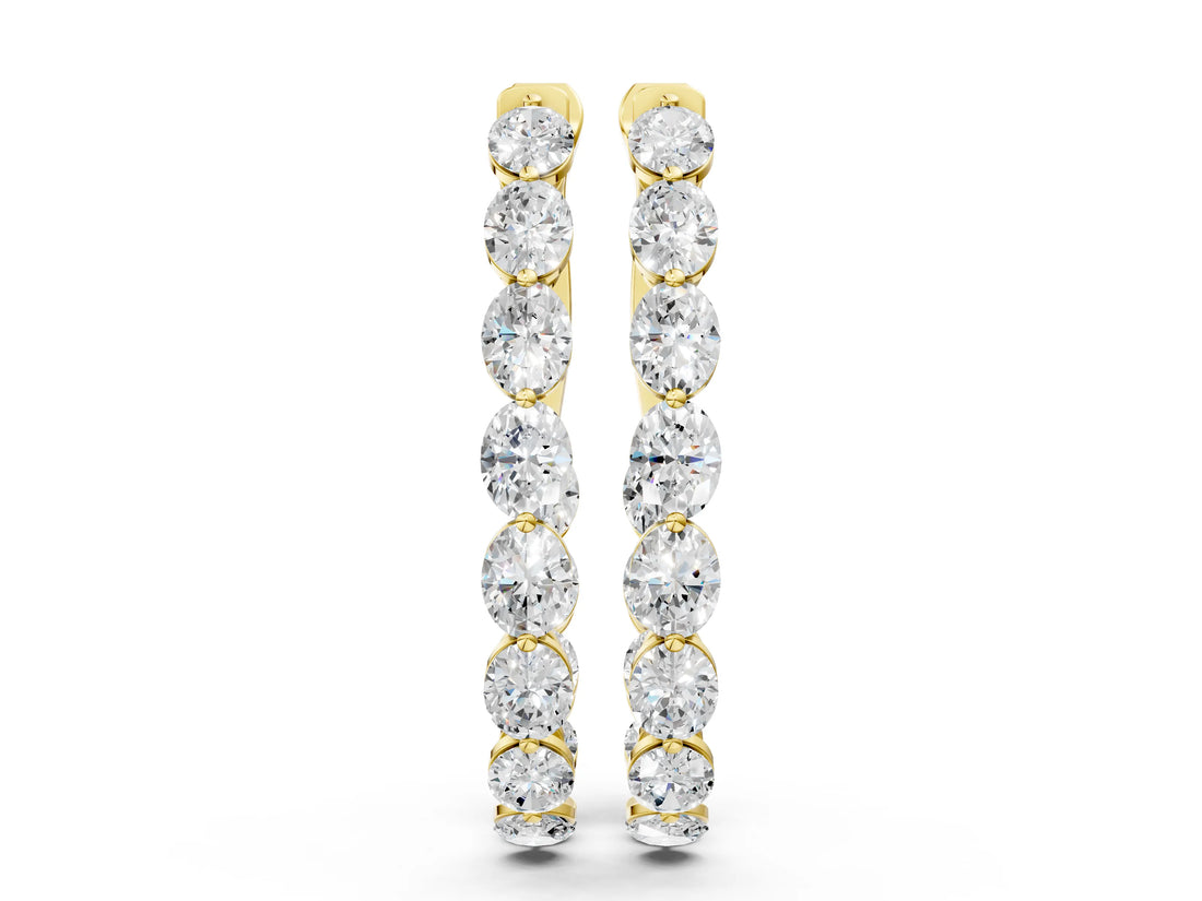 Yellow gold Oval Cut Diamond Inside-Out Hoop Earrings_4
