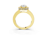 Yellow gold Oval Cut Diamond Milgrain Halo Engagement Ring with Round Pavé Band and Prong Setting_15