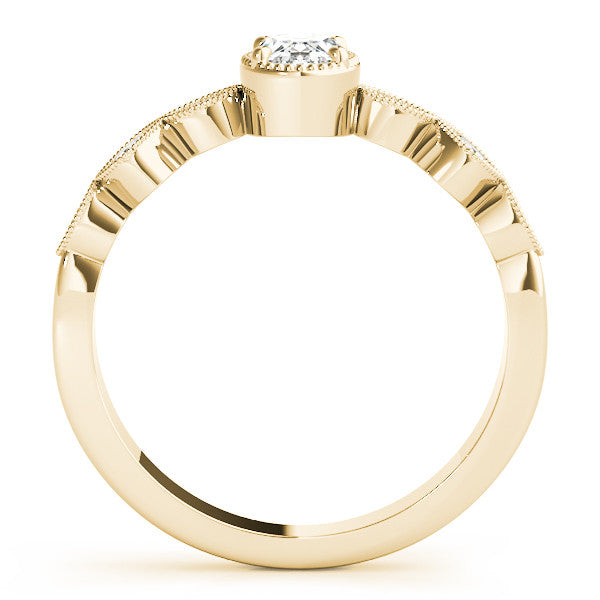 Yellow gold Oval Cut Diamond Milgrain Marquise Band with Prong Setting 2