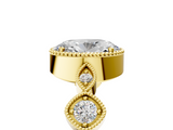 Yellow gold Oval Cut Diamond Milgrain Marquise Band with Prong Setting_11