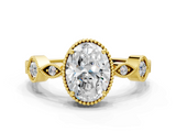 Yellow gold Oval Cut Diamond Milgrain Marquise Band with Prong Setting_6