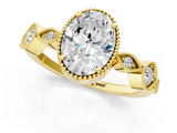 Yellow gold Oval Cut Diamond Milgrain Marquise Band with Prong Setting_7
