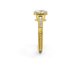 Yellow gold Oval Cut Diamond Milgrain Pave Band Four-Prong Setting Ring_8