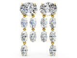 Yellow gold Oval Cut Diamond Multi-Row Drop Earrings