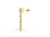Yellow gold Oval Cut Diamond Multi-Row Drop Earrings_1