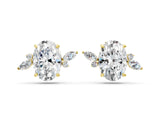 Yellow gold Oval Cut Diamond Nature-Inspired Stud Earrings with Marquise and Round Accents_8