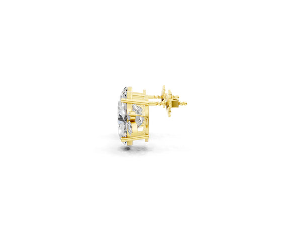 Yellow gold Oval Cut Diamond Nature-Inspired Stud Earrings with Marquise and Round Accents