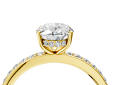 Yellow gold Oval Cut Diamond Pavé Band Ring with Four-Prong Setting_40