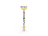 Yellow gold Oval Cut Diamond Pavé Band Solitaire Ring with Prong Setting_2