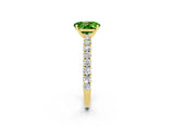 Yellow gold Oval Cut Diamond Pavé Band Solitaire Ring with Prong Setting_2