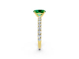 Yellow gold Oval Cut Diamond Pavé Band Solitaire Ring with Prong Setting_2