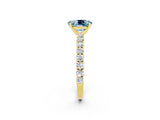 Yellow gold Oval Cut Diamond Pavé Band Solitaire Ring with Prong Setting_2