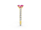 Yellow gold Oval Cut Diamond Pavé Band Solitaire Ring with Prong Setting_2