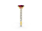 Yellow gold Oval Cut Diamond Pavé Band Solitaire Ring with Prong Setting_2