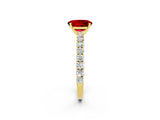 Yellow gold Oval Cut Diamond Pavé Band Solitaire Ring with Prong Setting_2