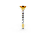 Yellow gold Oval Cut Diamond Pavé Band Solitaire Ring with Prong Setting_2