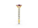 Yellow gold Oval Cut Diamond Pavé Band Solitaire Ring with Prong Setting_2
