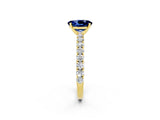 Yellow gold Oval Cut Diamond Pavé Band Solitaire Ring with Prong Setting_2