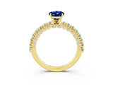 Yellow gold Oval Cut Diamond Pavé Band Solitaire Ring with Prong Setting_3