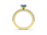 Yellow gold Oval Cut Diamond Pavé Band Solitaire Ring with Prong Setting_3