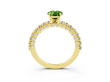 Yellow gold Oval Cut Diamond Pavé Band Solitaire Ring with Prong Setting_3